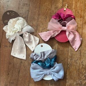 Elegant Hair Bow Set - Cream, Pink, Blue